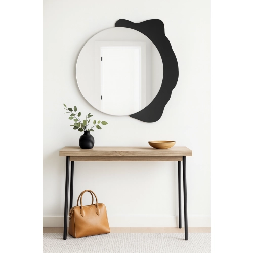 Dekoracyjne lustro okrągłe na czarnej plamie - PLAMKO